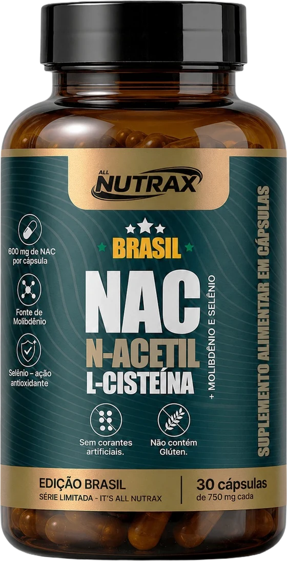 Frasco NAC N-Acetil L-Cisteína All Nutrax, 30 cápsulas